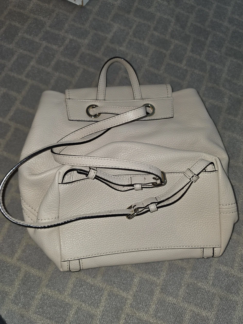 kate spade Pebbled Leather Cream Backpack with Front Zip Pocket